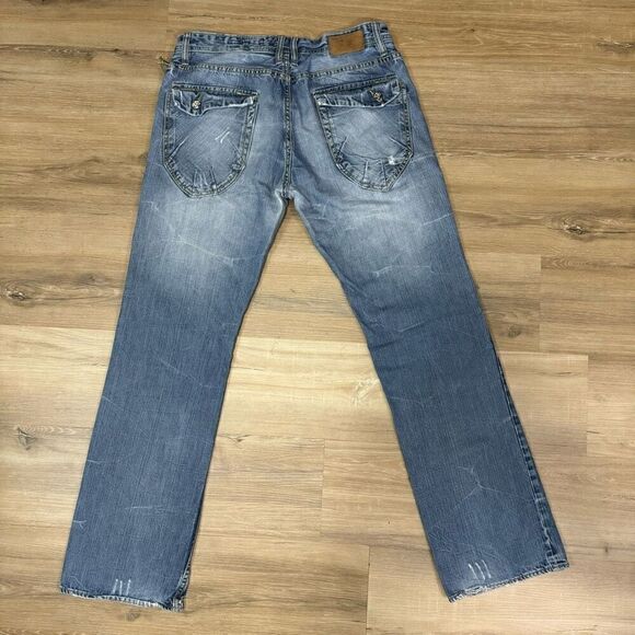 Projek Raw Men's 34 Distressed Straight Leg Jean Light Wash Denim 100% Cotton - Picture 7 of 10